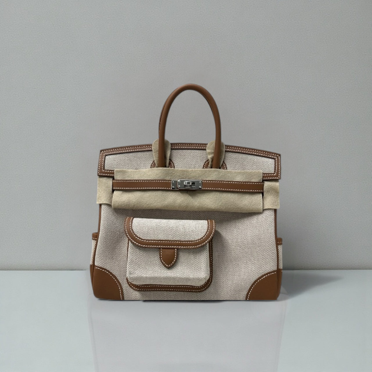 Hermés Birkin Cargo 25 Gold Swift Leather & Canvas Palladium Hardware