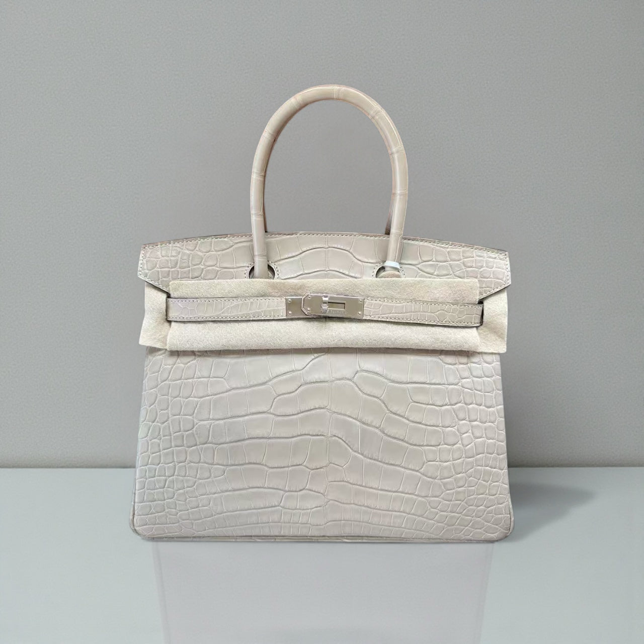 HERMÈS BIRKIN 30 BETON MATTE ALLIGATOR PALLADIUM HARDWARE